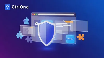Browser security policy restricting employee browser activity across a fleet - CtrlOne blog illustration