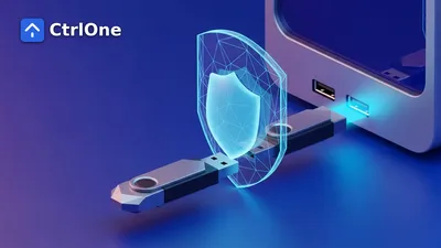 USB control software blocking an unauthorized flash drive on a corporate PC - CtrlOne blog illustration